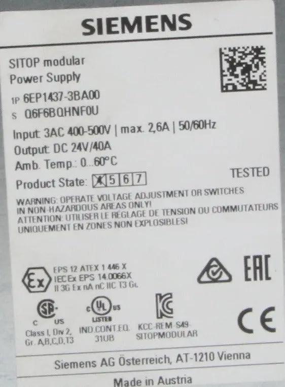 Siemens Sitop 6EP1437-3BA00 Power Supply