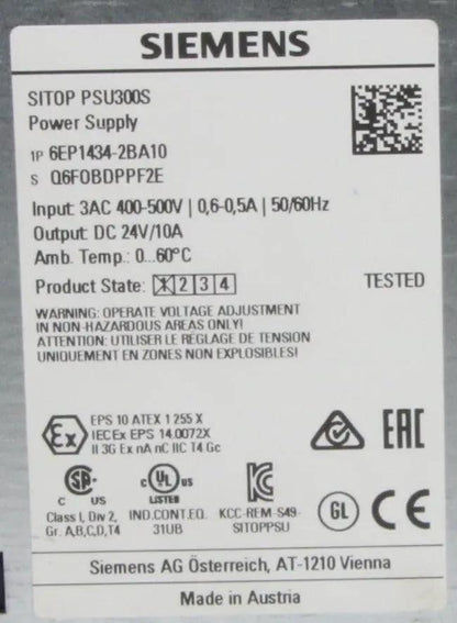 Siemens Sitop PSU300S Power Supply 6EP1434-2BA10