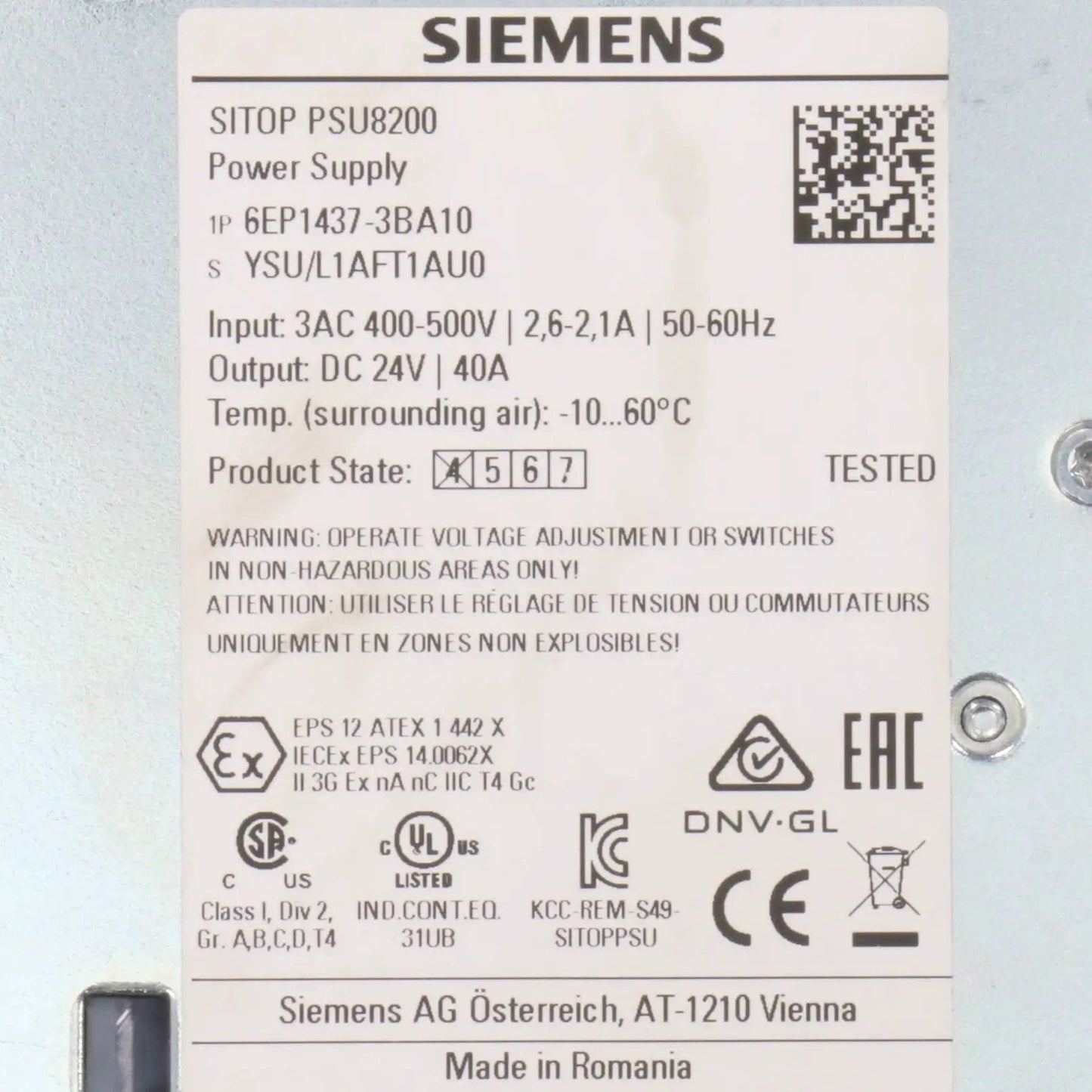 Siemens Sitop PSU8200 6EP1437 3BA10 Power Supply