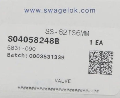 Swagelok SS 62TS6MM Ball Valve