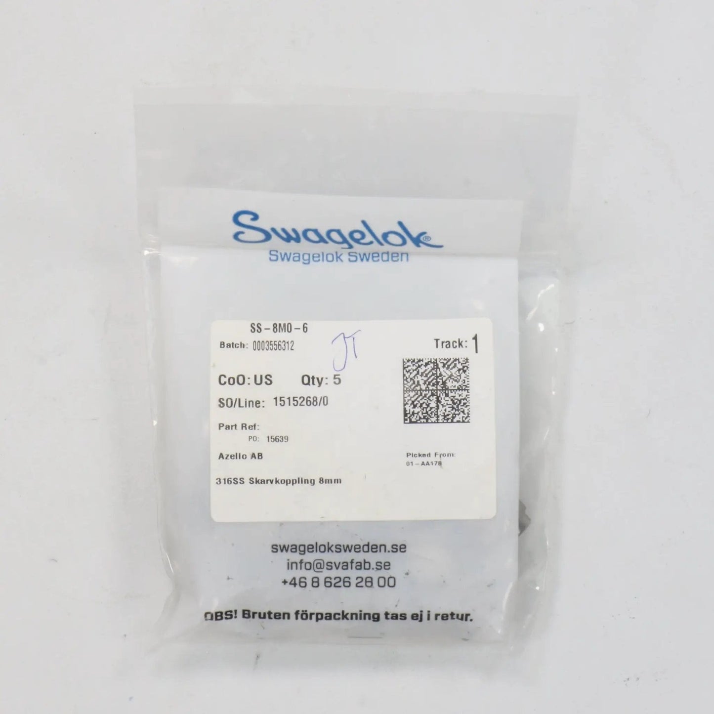 Swagelok SS 8M0 6 6M Tube Fitting Reducing Union (5x)