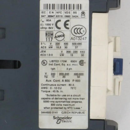 Telemecanique LC1 D6511 Contactor