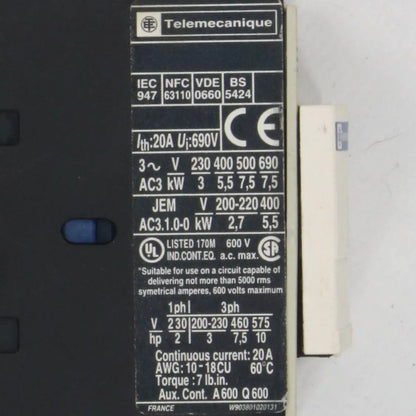 Telemecanique LP4 D12 10 Contactor