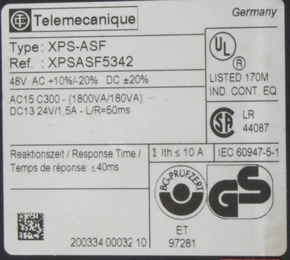 Telemecanique Preventa XPS-ASF Safety Relay 5342