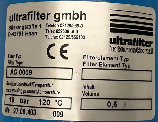 Ultrafilter AG 0009 Filter Housing