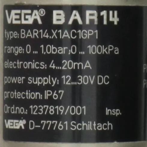 Vega BAR14.X1AC1GP1 Pressure Transmitter