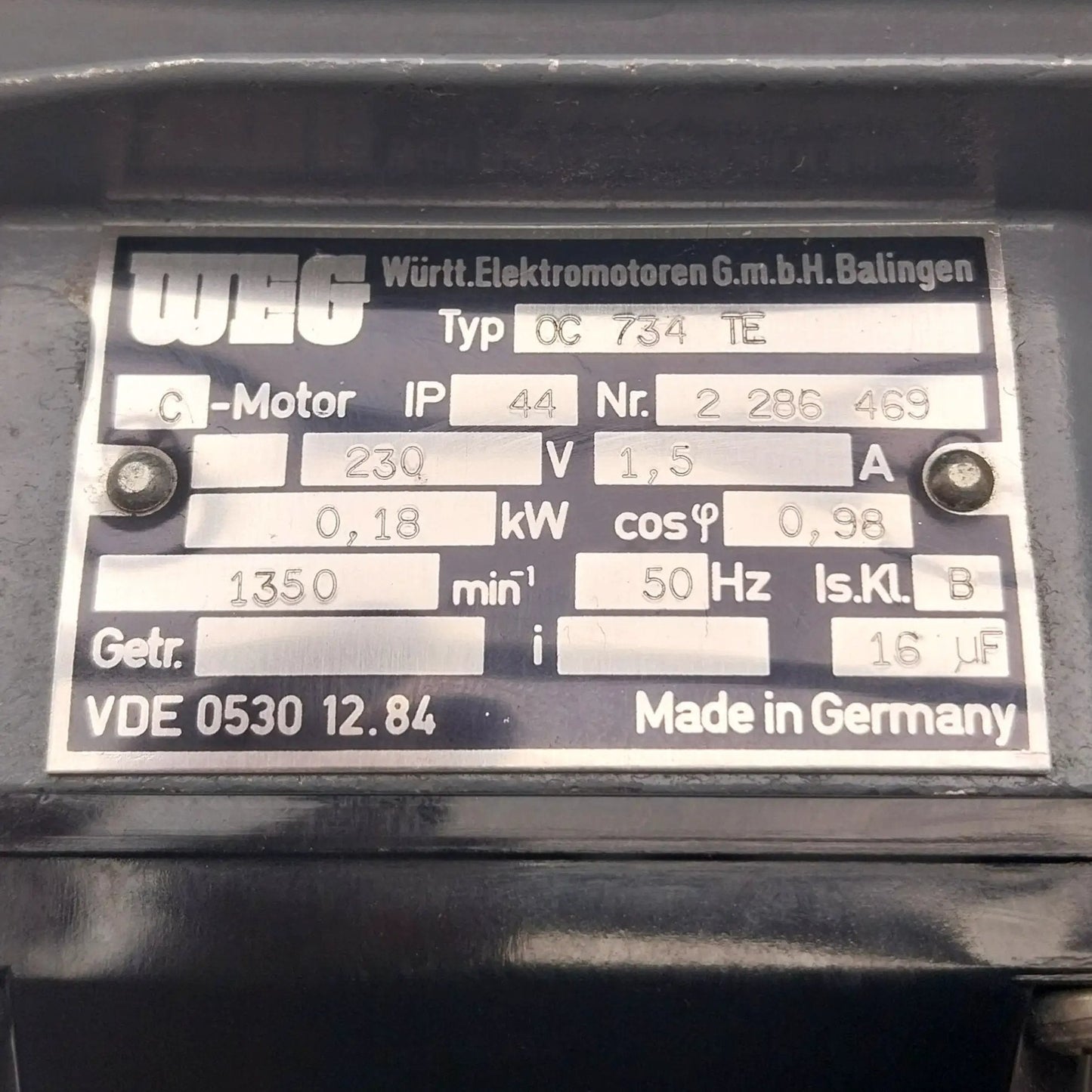 WEG CC 734 TE Single Phase Electric Motor