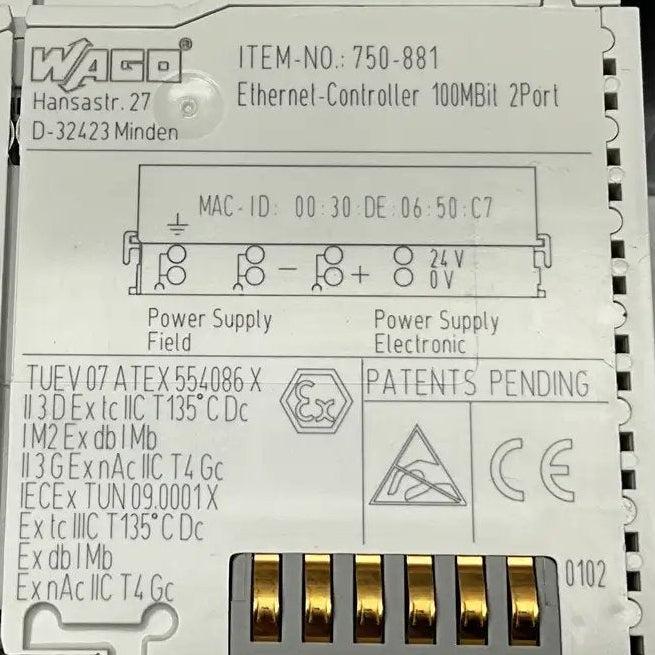 Wago 750-881 Ethernet Programmable Fieldbus Controller