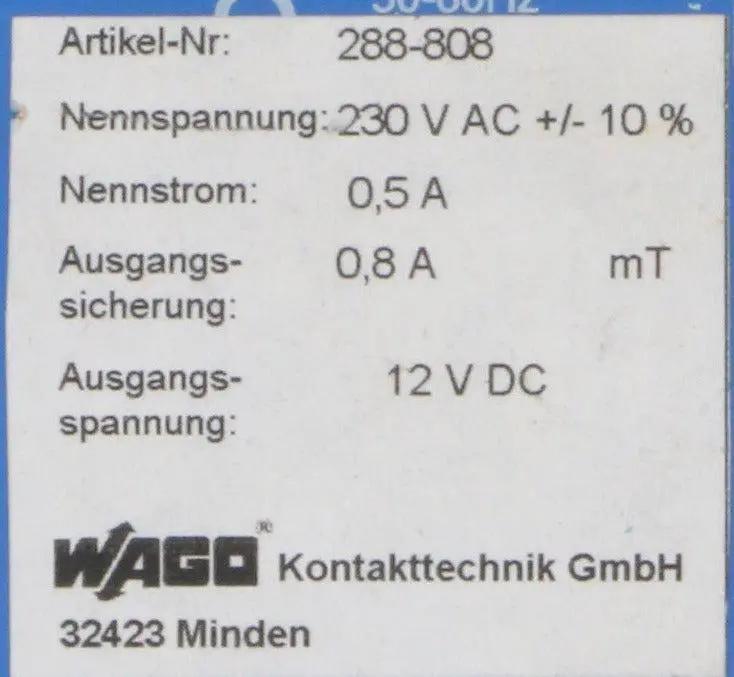 Wago Stabilised Power Supply 288-808
