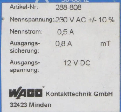 Wago Stabilised Power Supply 288-808