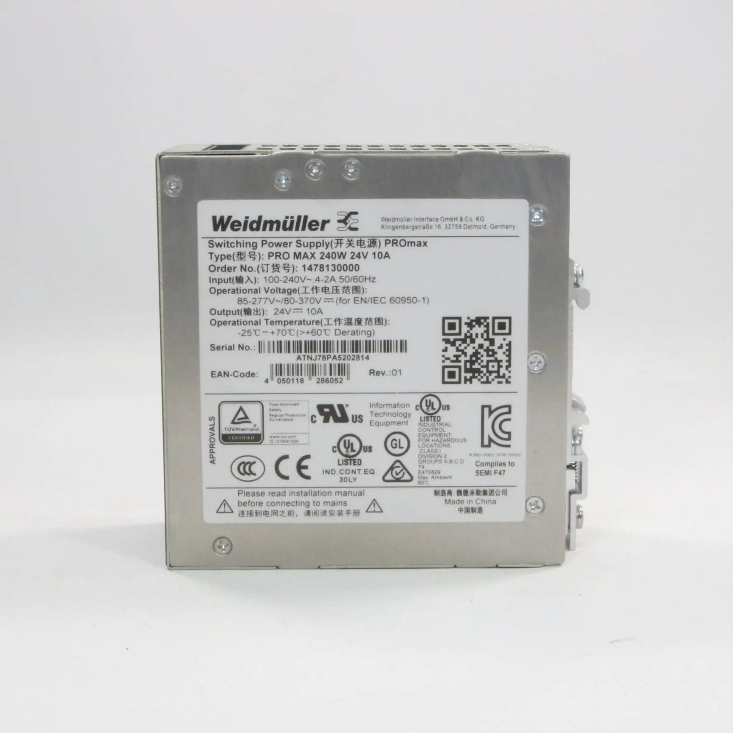 Weidmuller Pro Max 240W 24V 10A Switching Power Supply