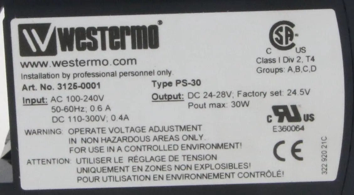 Westermo PS-30 Power Supply Unit