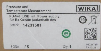 Wika PU-548 Pressure & Temperature Measurement Programming Unit