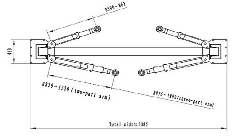 Twee koloms hefbrug 4000kg 400V Premium