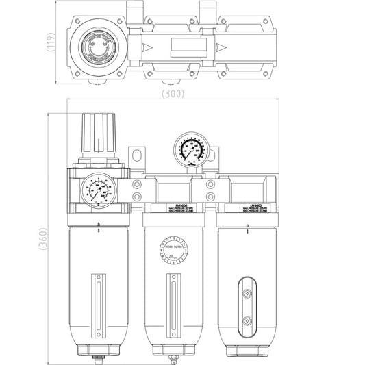 3-Stage lucht filter droger systeem 1/2"