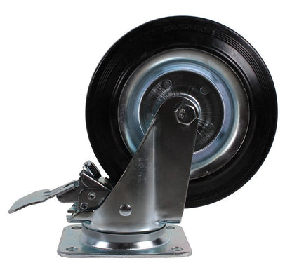 Zwenkwiel met rem 200 x 30mm rubber