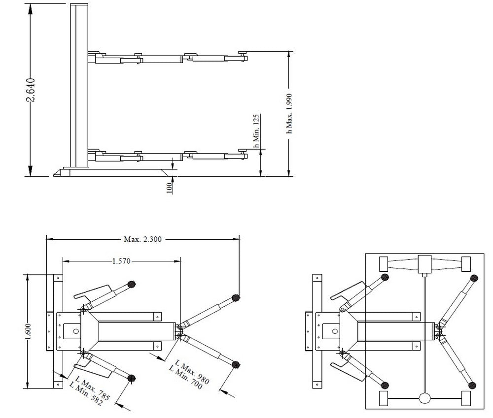 1 koloms hefbrug 2500kg Cascos
