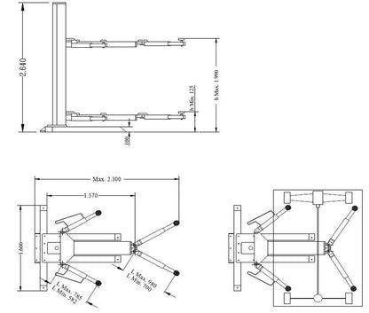 1 koloms hefbrug 2500kg Cascos