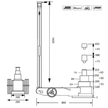 Luchtvloerkrik 50T - 30T - 15T