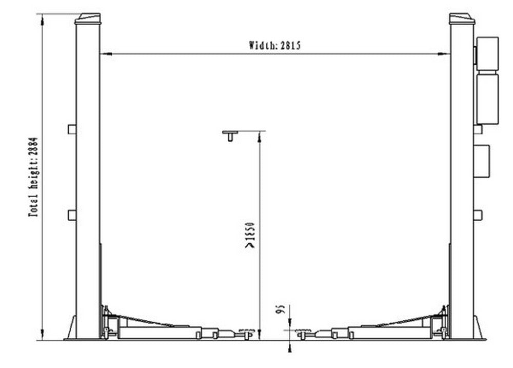 Twee koloms hefbrug 4000kg 400V Premium