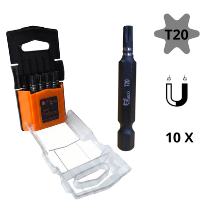 VOSCO® Schroefbits T20 - 50 mm Magnetisch – 10 Stuks – Professionele Torx Bit