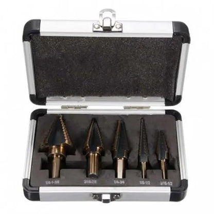 Onex Titanium Coated Stappenboor Set 5-Delig – In Metalen Koffer