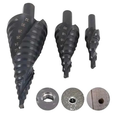 Top-Tools.nl HSS Kobalt Stappenboor Set 3-Delig | 4-32mm Titanium Coating