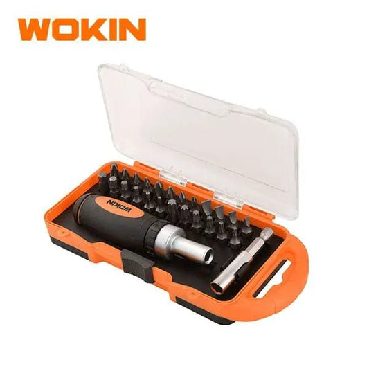 WOKIN 26-Delige Bit Set met Ratelhandgreep – CrV Bits & Bithouder