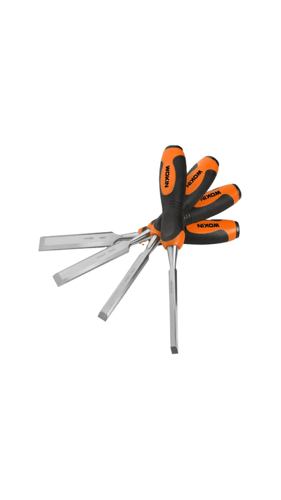 WOKIN Hout Beitel Set – 4-Delig CrV Staal voor Houtbewerking